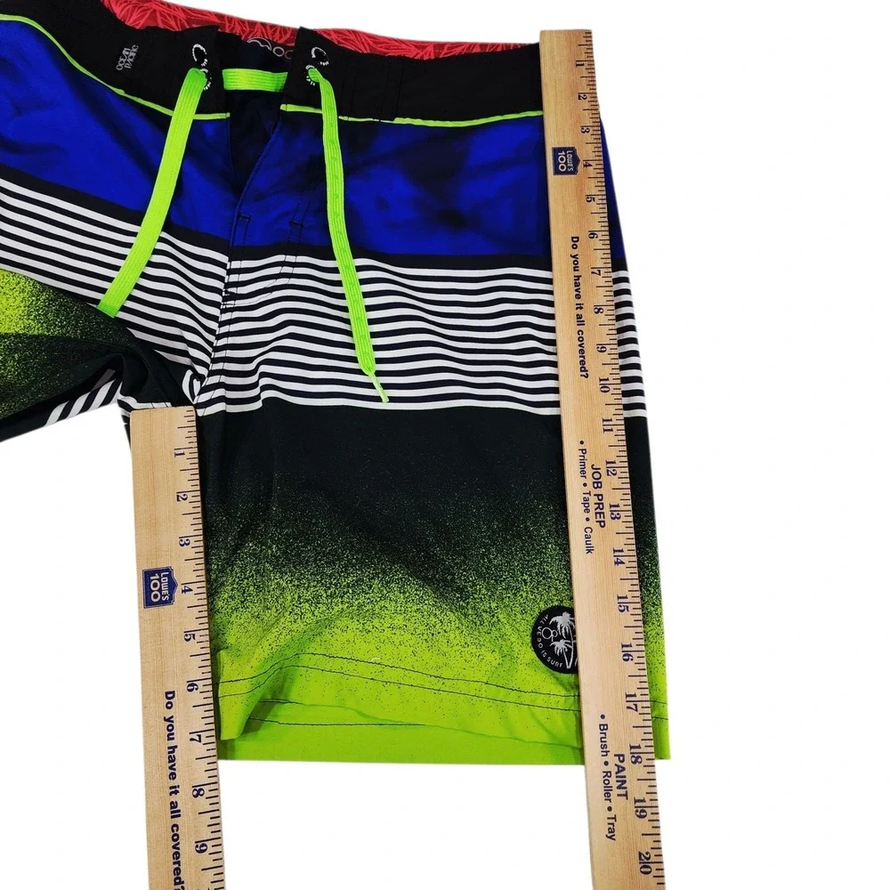 OP Ocean Pacific Board‎ Short sz 30 Men Neon Green Royal Blue OPFBSY Skater Surf
